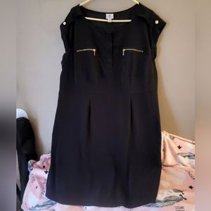 24W Plus Size Black Worthington Woman Dress with Front Zipper Pockets